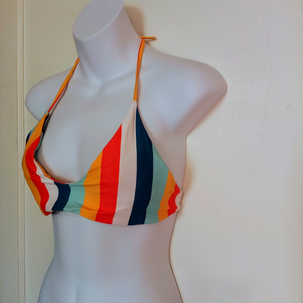 Zaful Multicolor Striped Bikini Top size medium.